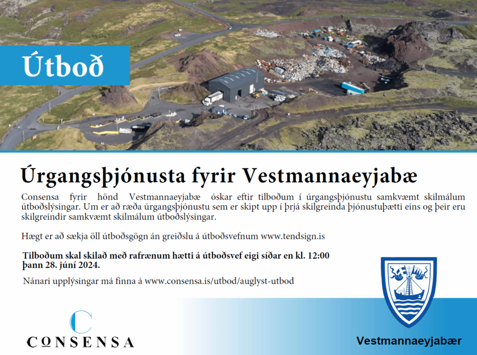 Auglýsing - Úrgangsþjónstua fyrir Vestmannaeyjabæ